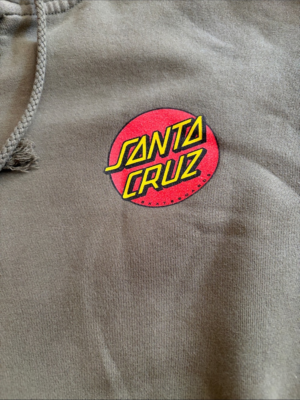 Santa Cruz Skateboards Olive Green Hoodie with Red & Yellow Logo - Picture 5 of 8